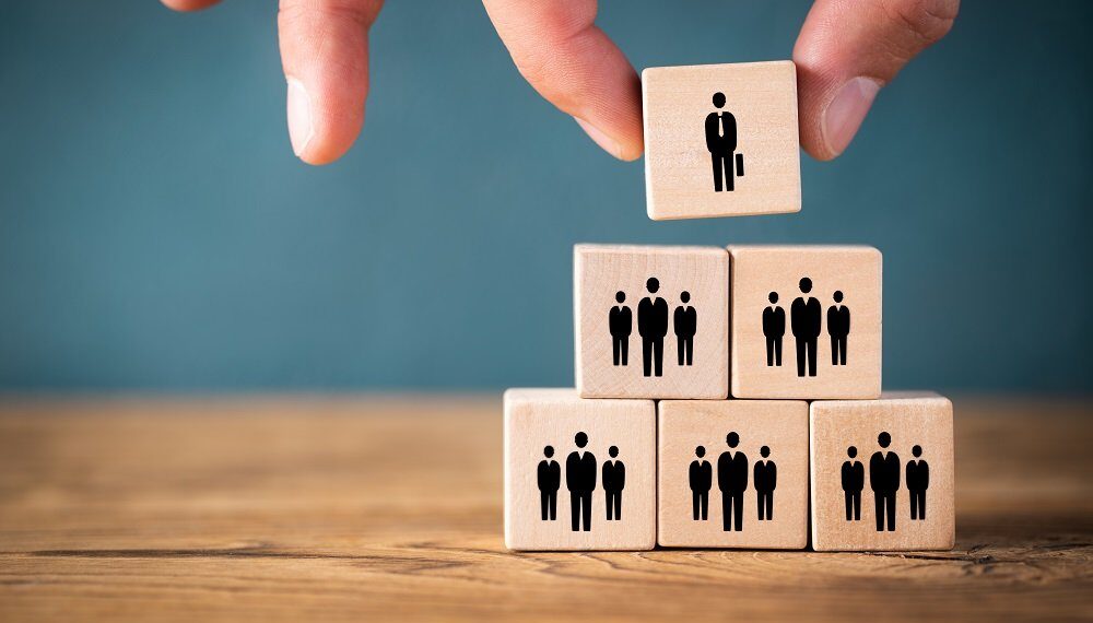 Men icons on logo blocks