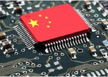 Chinese flag on semiconductor