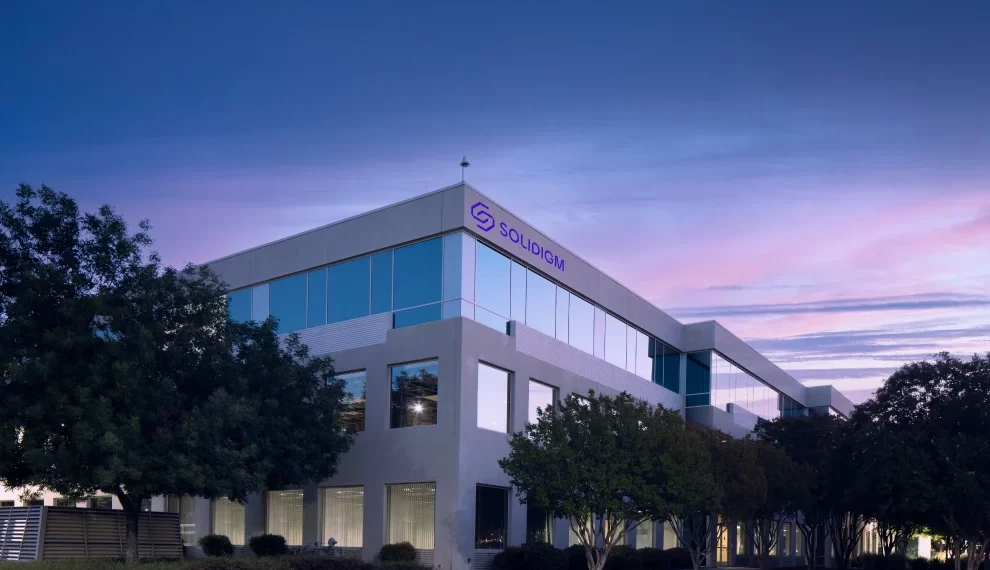 Solidigm logo on building