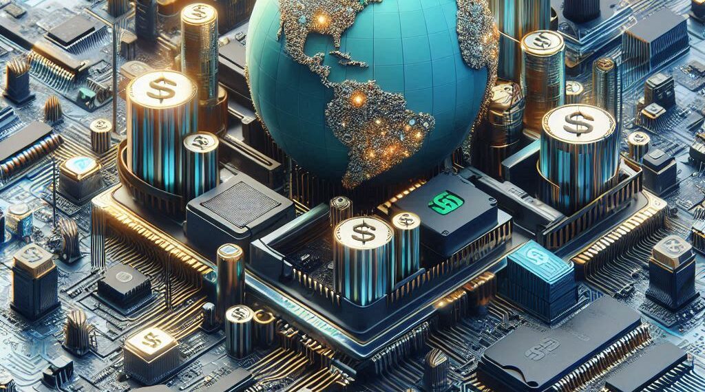 A semiconductor chip with a globe on it