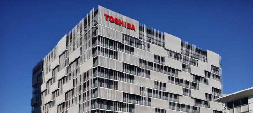 Toshiba logo on building