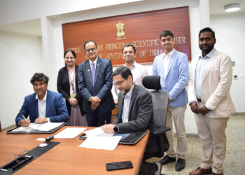 Signing of MoU between BharatGen and Sampige Semiconductors for AI chipset development. (Photo - ANI Internal)