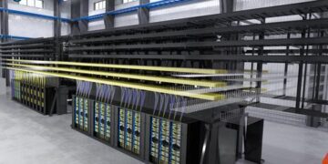 Vertiv AI factory equipment data rendered in a virtual twin using Dassault Systèmes' 3DEXPERIENCE platform. Images Dassault Systèmes and Vertiv.